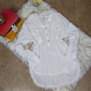 Free People Gauzy High Low Henley Tunic B5